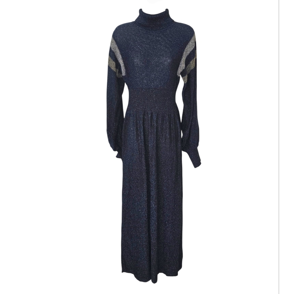 Free People Party Navy Marin Turtleneck Maxi Dress Women's Large Evening New